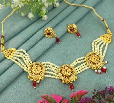 Om jewels Alloy Gold-plated Multicolor Jewellery Set(Pack of 1)