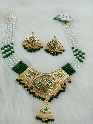 AUREVIA Copper Gold-plated Gold, Green, White Jewellery Set(Pack of 3)