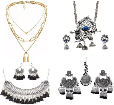 ZUKHRUF Oxidised Silver Silver, Gold-plated Silver, Gold Jewellery Set(Pack of 1)