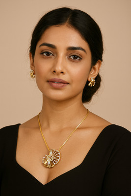 rajlaxmi Oxidised Silver Gold-plated White Jewellery Set(Pack of 1)