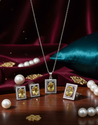 Artifina Sterling Silver Sterling Silver Orange Jewellery Set(Pack of 1)