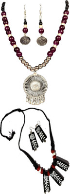 HOUSE OFF COMMON Oxidised Silver Black, Silver, Black Jewellery Set(Pack of 2)