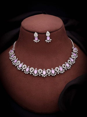 brado jewellery Brass Gold-plated Silver, White, Purple Jewellery Set(Pack of 1)