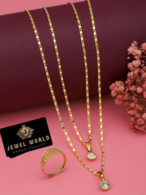 Jewel WORLD Brass, Copper Gold-plated Gold, Black Jewellery Set(Pack of 3)