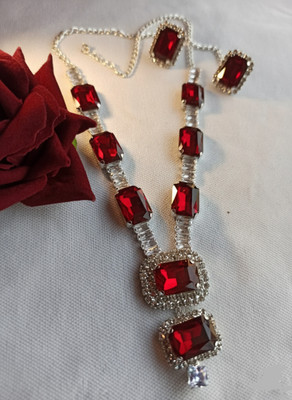Tanvika Jewels Alloy Red Jewellery Set(Pack of 1)