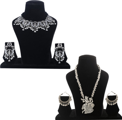 YOTOG Oxidised Silver Silver Silver, Black Jewellery Set(Pack of 2)