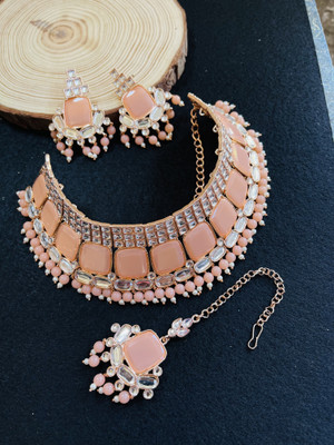 VATSALYA creation Alloy Gold-plated Beige Jewellery Set(Pack of 3)