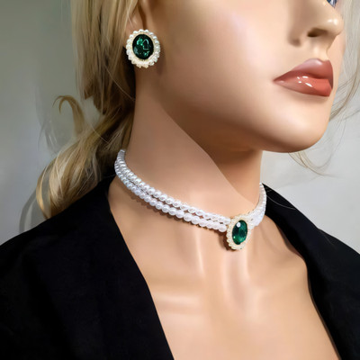 ZEER Creation Alloy White, Green Jewellery Set(Pack of 1)