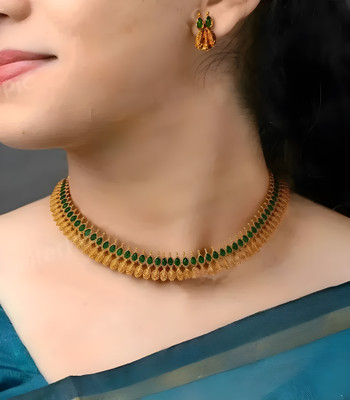 Bharati Collections Brass Gold-plated, NA Green Jewellery Set(Pack of 1)