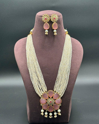 SHYAM Alloy Gold-plated Pink Jewellery Set(Pack of 1)