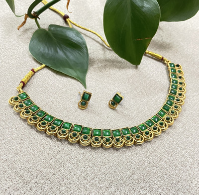 Fashion Paradise Alloy Gold-plated Green, Gold Jewellery Set(Pack of 1)