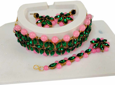 ANRA JEWEL Mother of Pearl Green, Pink Jewellery Set(Pack of 1)