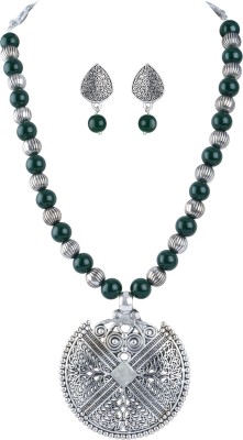 JFL - Jewellery for Less Brass Green, Silver Jewellery Set(Pack of 2)