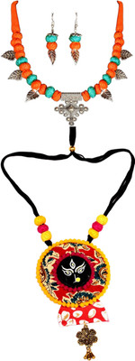 HOUSE OFF COMMON Oxidised Silver Orange, Blue, Multicolor Jewellery Set(Pack of 2)