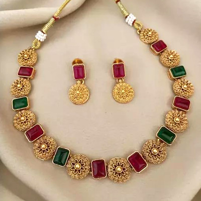 J D Jewellers Alloy Gold-plated Multicolor Jewellery Set(Pack of 1)