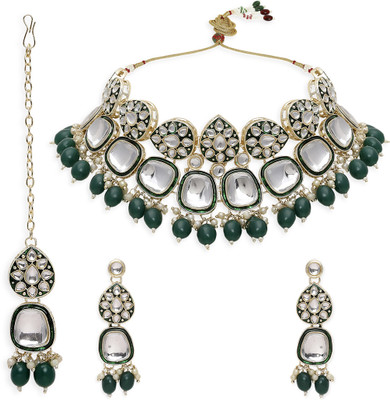 Oomph Alloy Gold-plated Green, White, Gold Jewellery Set(Pack of 2)
