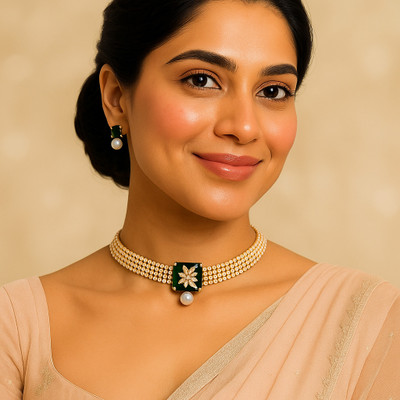 NARBADA Brass, Alloy Gold-plated Green, Rose Gold, White Jewellery Set(Pack of 2)