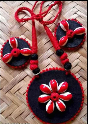 FASHION HOUSE Fabric Red, Black Jewellery Set(Pack of 1)