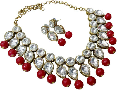 JN Handicraft Brass Copper Silver, Red Jewellery Set(Pack of 1)