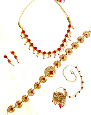 NIKYANKA Alloy Gold-plated Red Jewellery Set(Pack of 1)