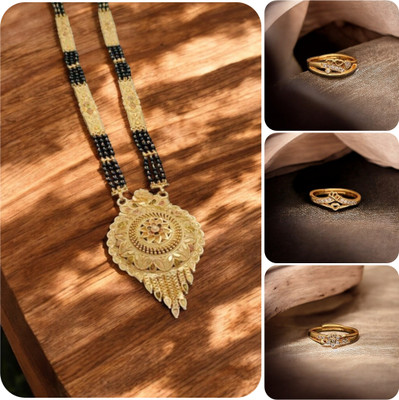 Hetshree Brass Gold-plated Gold, Multicolor Jewellery Set(Pack of 4)