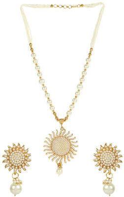 SRK Fashions Alloy Gold-plated White Jewellery Set(Pack of 1)