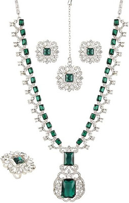 TWOLOVER Alloy Rhodium Green Jewellery Set(Pack of 1)