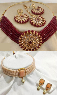 JMBW INTERNATIONAL Alloy Maroon, Rose Gold Jewellery Set(Pack of 1)