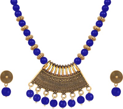 JFL - Jewellery for Less Copper Gold-plated Blue Jewellery Set(Pack of 1)