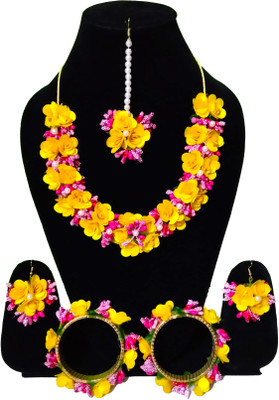 sreekant creration Plastic Pink, Yellow Jewellery Set(Pack of 6)