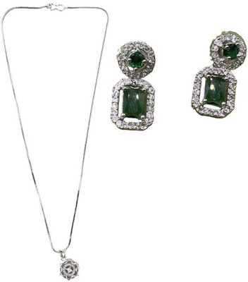 SRK Fashions Alloy Silver, Green Jewellery Set(Pack of 1)