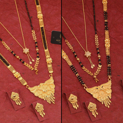 brado jewellery Brass Gold-plated Black, Gold Jewellery Set(Pack of 2)