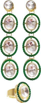 Oomph Alloy Gold-plated Green, Gold, White Jewellery Set(Pack of 2)