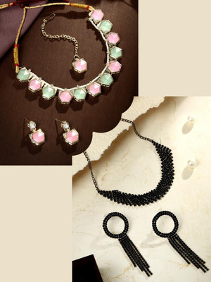 ASMITTA Jewellery Alloy Gold-plated Gold, Black Jewellery Set(Pack of 2)