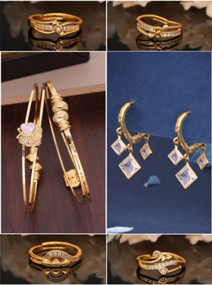 Divastri Brass Gold-plated White, Yellow Jewellery Set(Pack of 5)