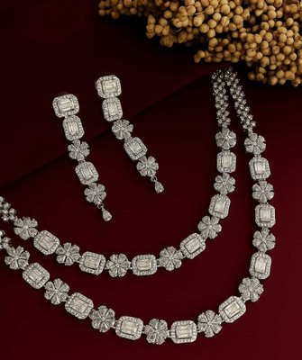 Elvyra Jewels Brass White Jewellery Set(Pack of 1)