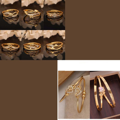 Alasca Brass Gold-plated Brown, Maroon Jewellery Set(Pack of 8)