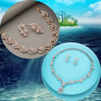 LYRISS Brass Gold-plated Multicolor Jewellery Set(Pack of 2)