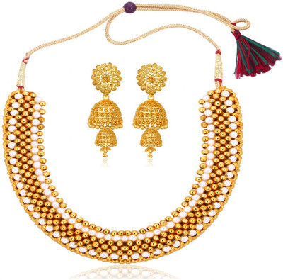 Lila Brass, Copper, Dori, Alloy Gold-plated Gold, Copper, Ruby Red Jewellery Set(Pack of 1)