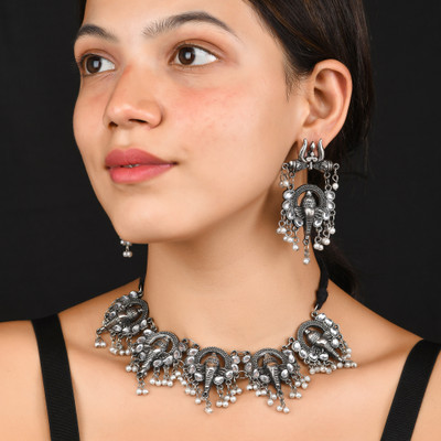 YOTOG Oxidised Silver Black Jewellery Set(Pack of 1)