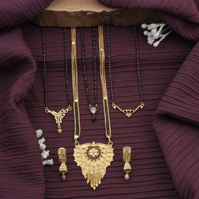 pearl jewellery Brass Gold-plated Gold Jewellery Set(Pack of 4)