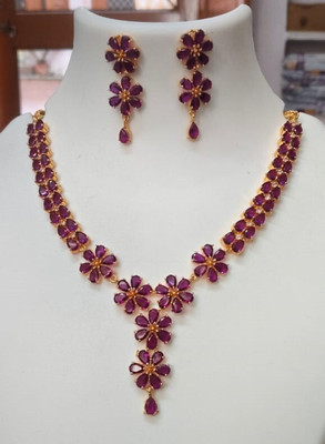 AnuJewells Brass Purple Jewellery Set(Pack of 1)