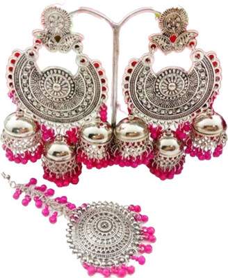 Ruhi Alloy Pink, Silver Jewellery Set(Pack of 1)