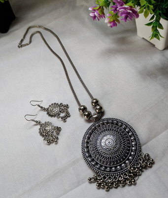 Krivaan Fashion Store Brass, Oxidised Silver, Alloy Silver Silver Jewellery Set(Pack of 1)