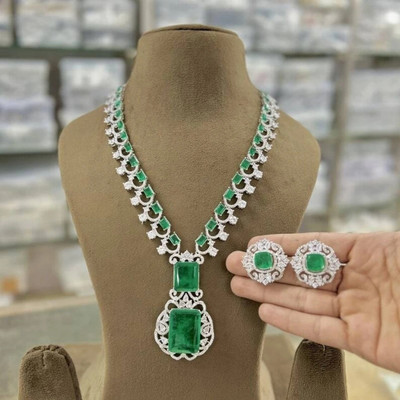 Paaru Alloy Silver Green, White Jewellery Set(Pack of 1)