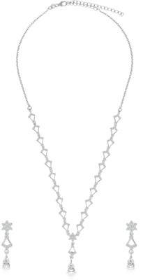 Jina Sterling Silver Rhodium Silver, White Jewellery Set(Pack of 3)