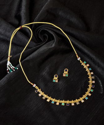 Atibelle Brass Gold-plated Rose Gold, Green, Pink Jewellery Set(Pack of 1)