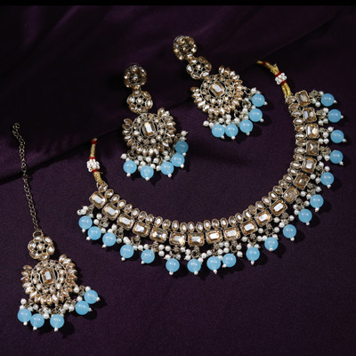 Zarmar fashion Crystal, Alloy Blue, Gold Jewellery Set(Pack of 1)