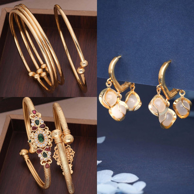 Divastri Brass Gold-plated Blue, Pink, Gold Jewellery Set(Pack of 3)