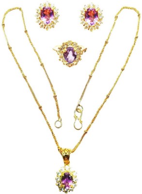 Vinayak Stone Gold-plated Purple Jewellery Set(Pack of 4)